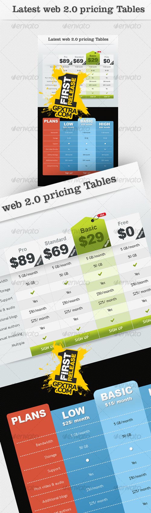Latest Web2.0 Pricing Tables - GraphicRiver - REUPLOADED