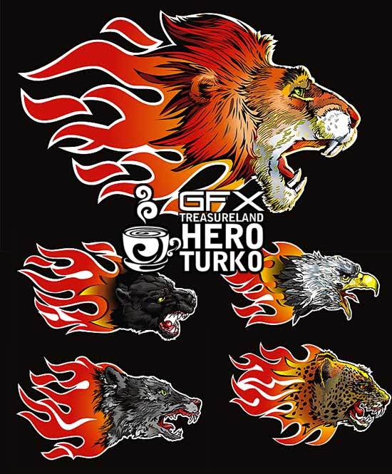 Wild Animal Flames - Panther, Eagle, Leopard, Lion & Wolf 5xAI, 5xCDR