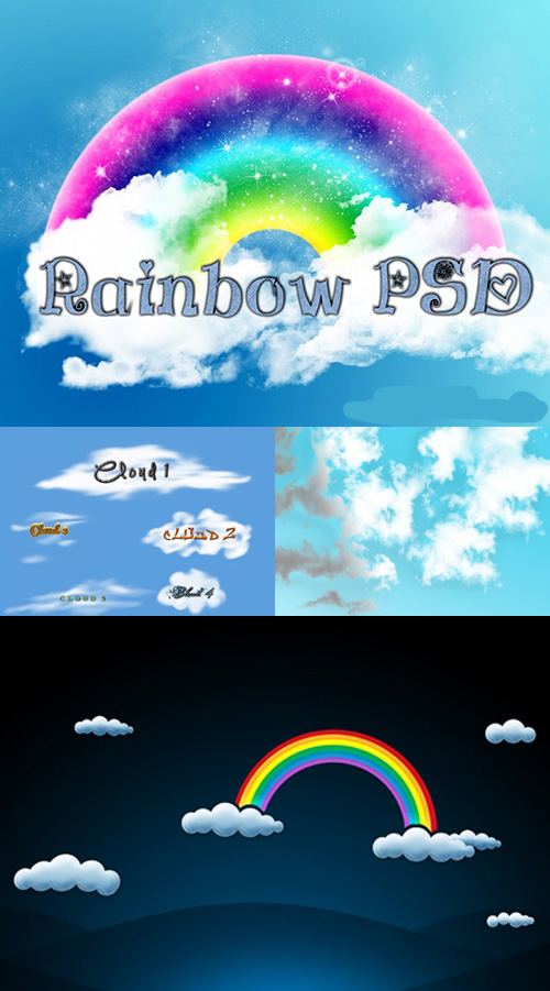 Clouds and Rainbow Psd Files