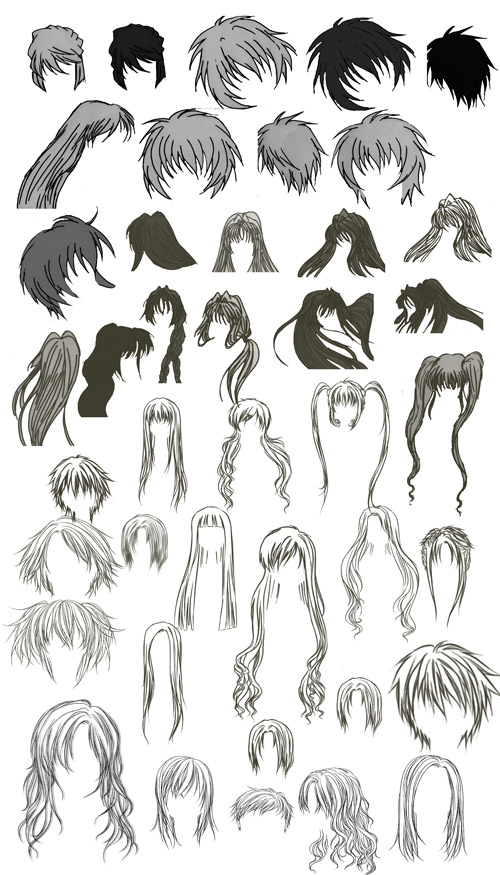 Anime hairs brushes set for Photoshop