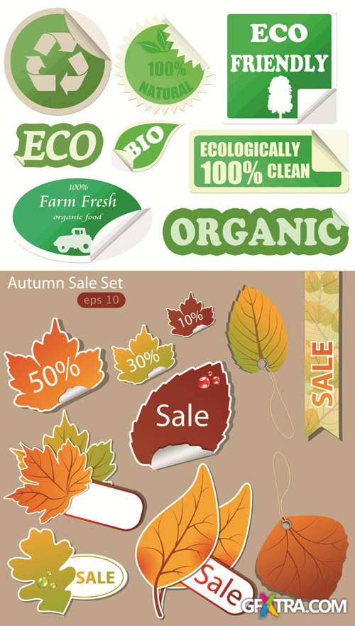 Eco and Autumn Sales - Labels Vector Collection #166