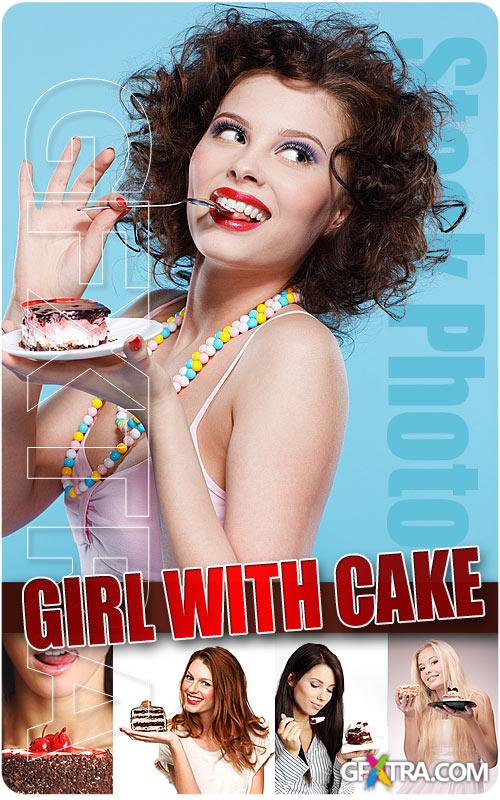 Girl with cake - UHQ Stock Photo