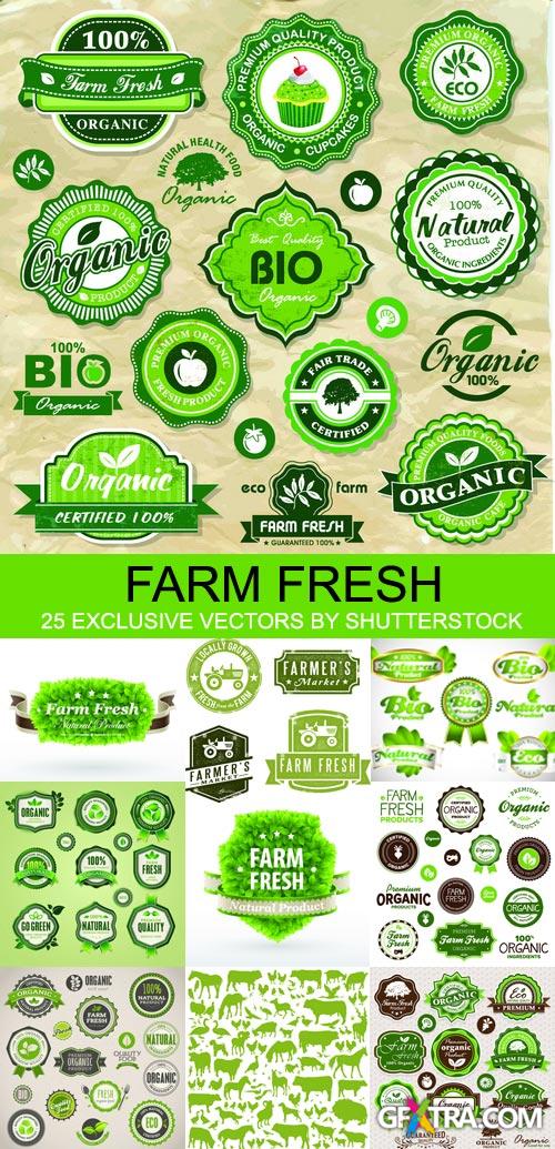 Organic and Farm Fresh Food Badges & Labels 25xEPS