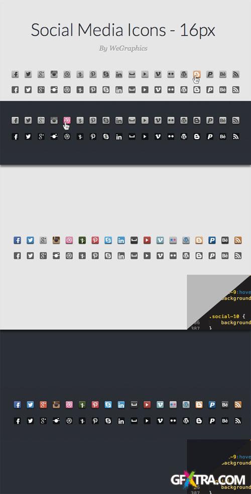 WeGraphics - CSS Sprite Ready Social Media Icons - 16px
