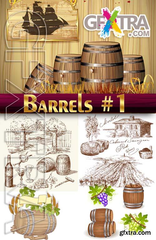 Wooden barrels #1 - Stock Vector