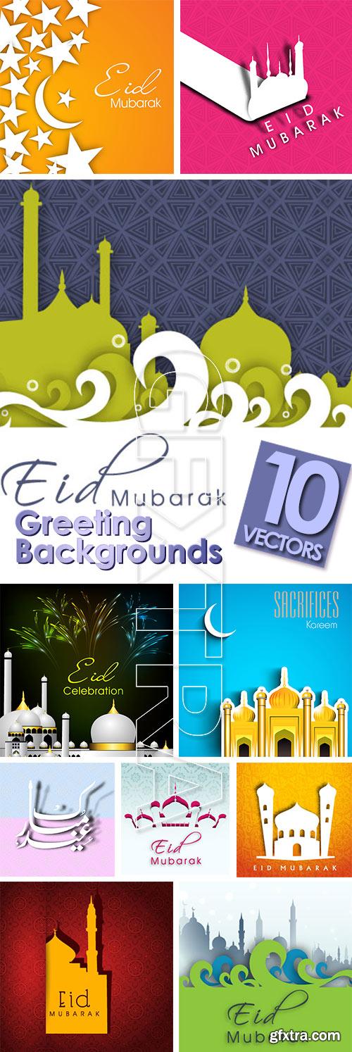 Eid Mubarak Greeting Backgrounds, 10xEPS