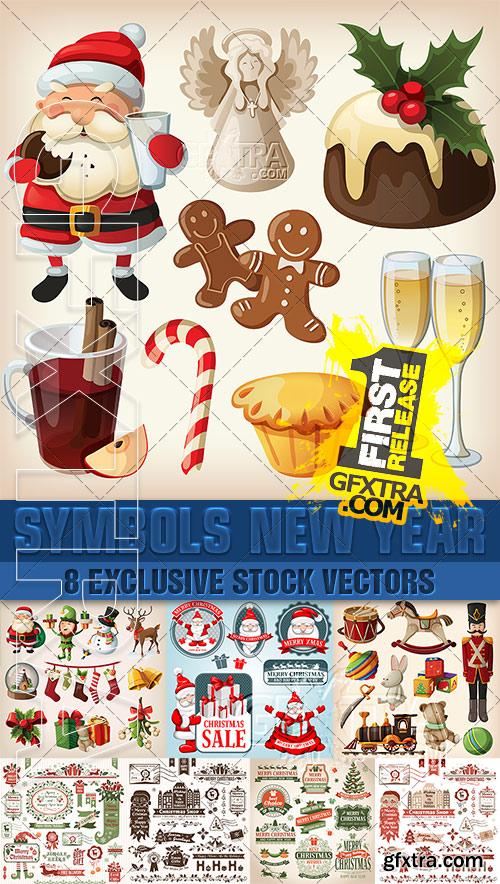 Thematic elements and attributes, labels, toys, Christmas-tree decorations - VectorImages