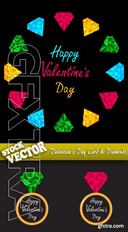Stock Vector - Valentine\'s Day Card & Diamonds