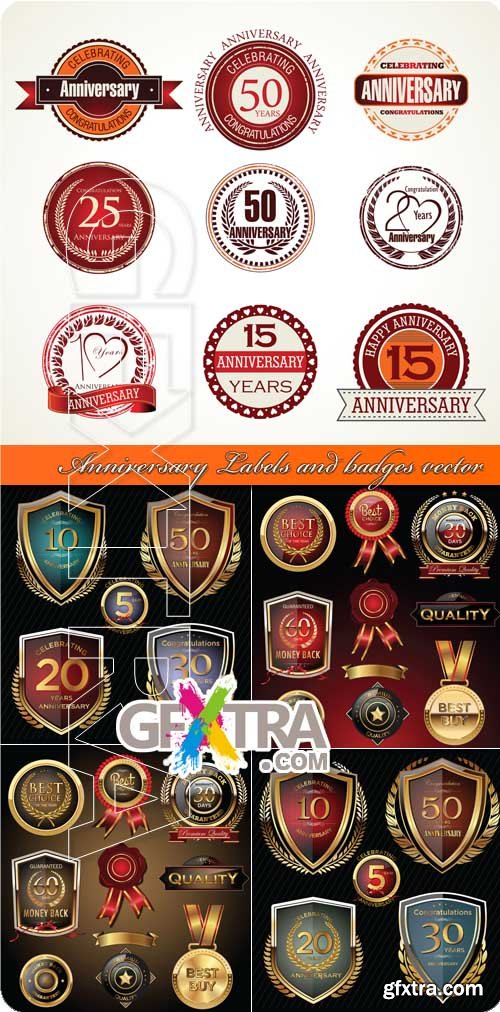 Anniversary Labels and badges vector