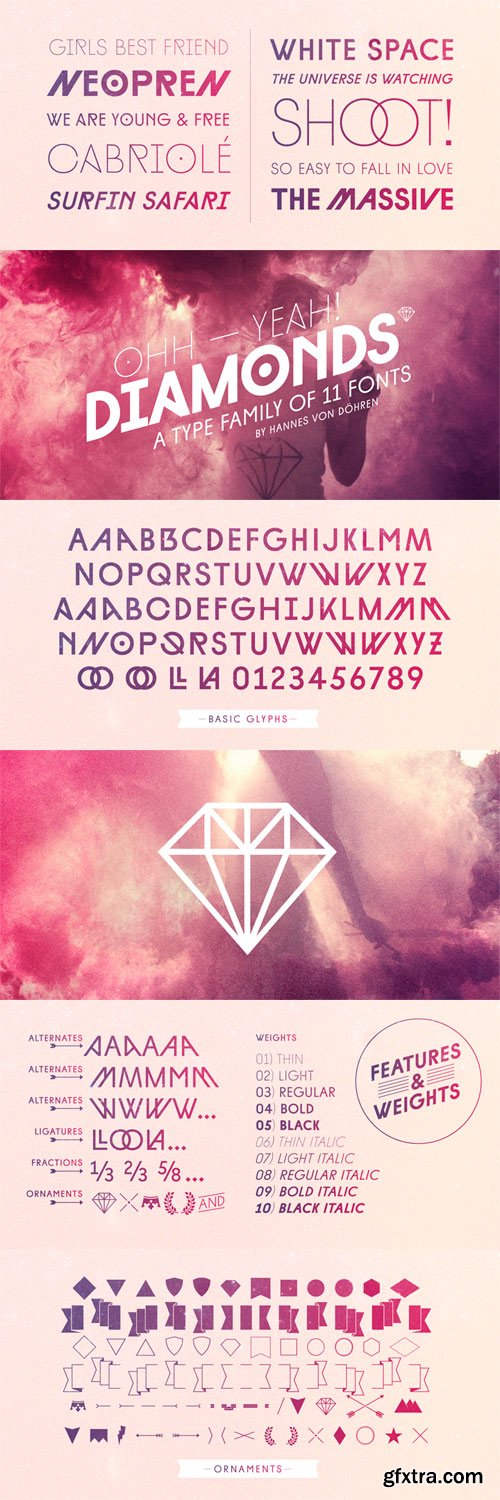 Diamonds Font Family - 11 Fonts for $150!