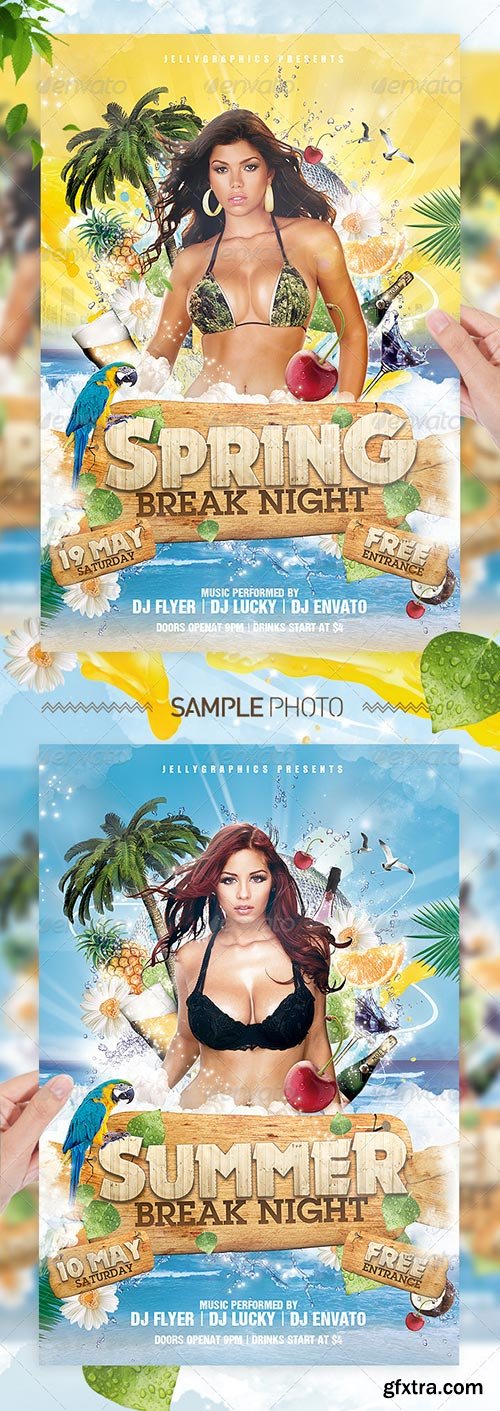 GraphicRiver - Tropical Spring Summer Beach Night Flyer Party