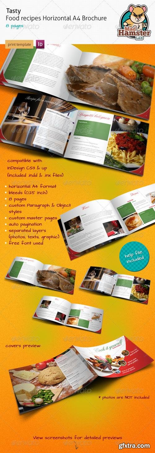 GraphicRiver - Tasty Food Recipe A4 Horizontal Brochure - 1663914