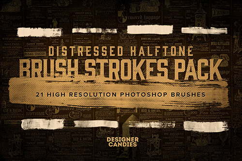 ABR Brushes - 21 Distressed Halftone Brush Strokes
