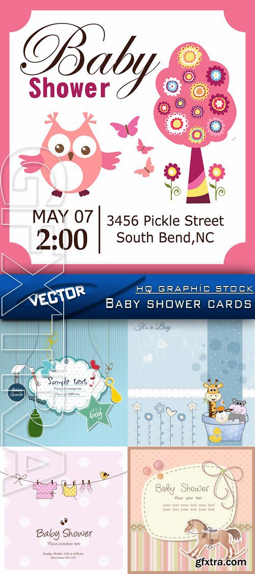 Stock Vector - Baby shower cards