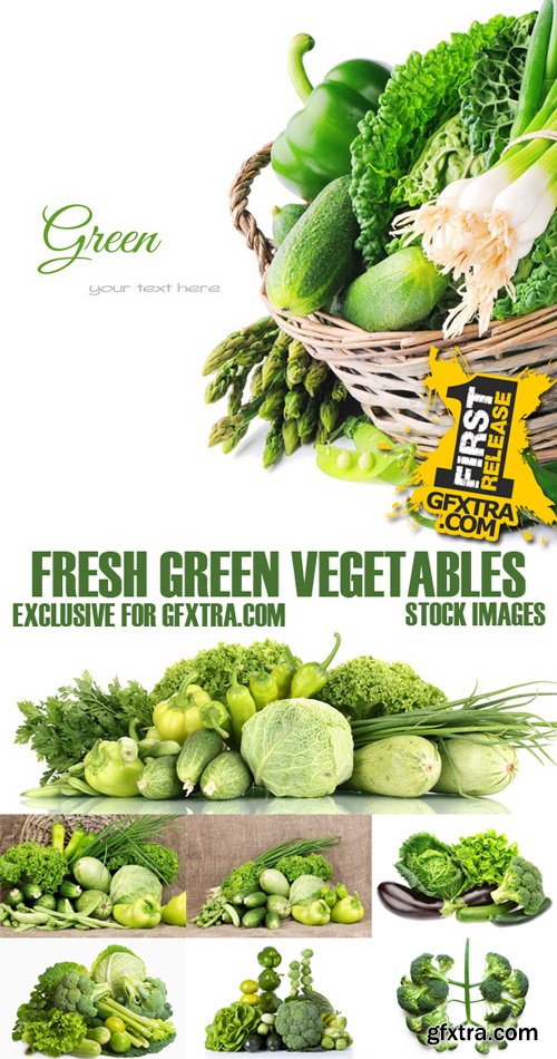 Stock Photos - Fresh green vegetables, 25xJPG