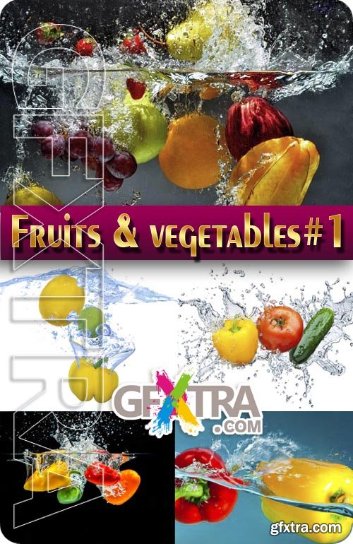 Fruits and vegetables in water #1 - Stock Photo