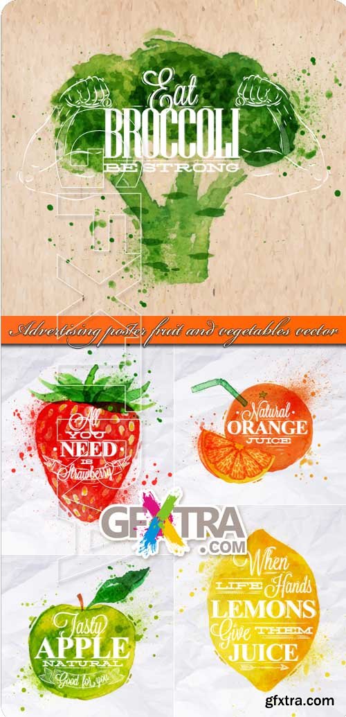 Advertising poster fruit and vegetables vector