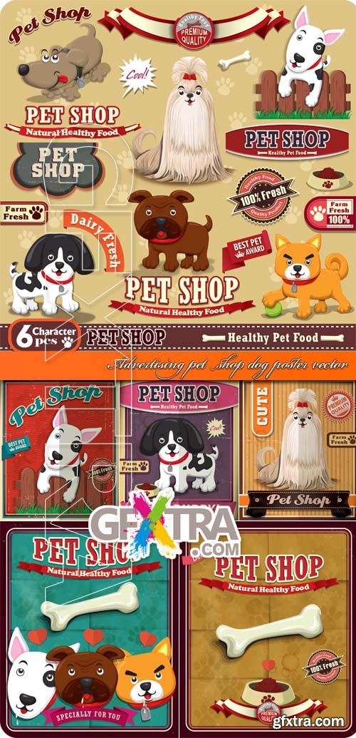 Advertising pet shop dog poster vector