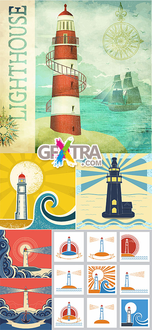 Vintage posters with lighthouses