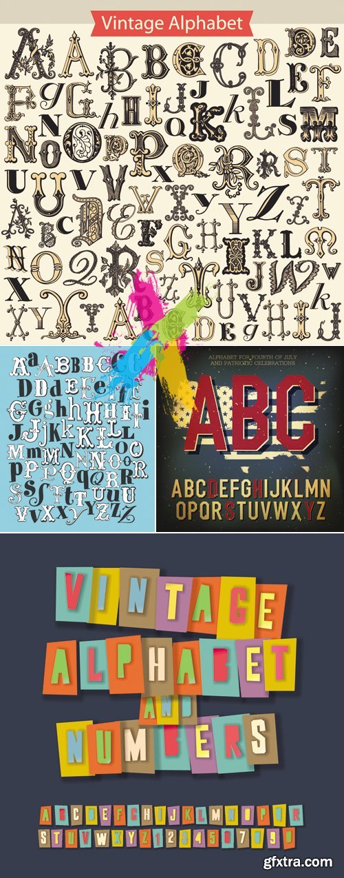 Vintage Grunge Alphabet Vector
