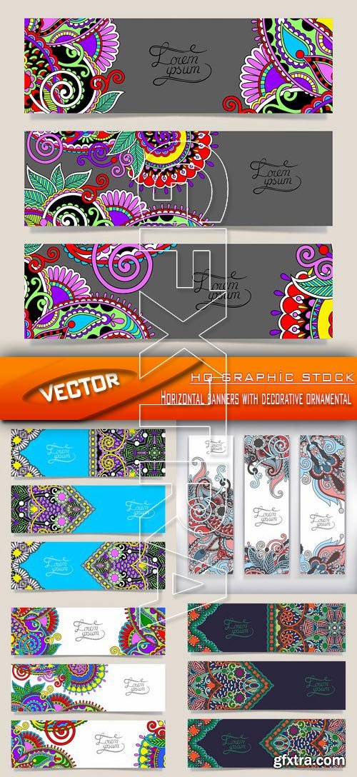 Stock Vector - Horizontal banners with decorative ornamental