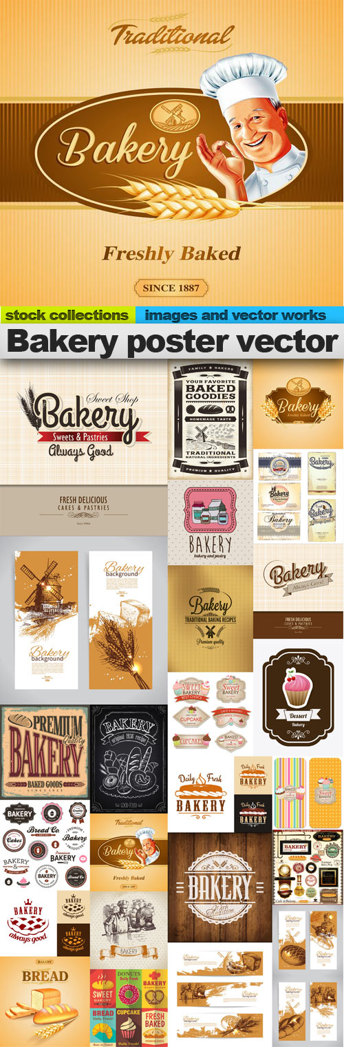 Bakery poster vector, 25 x EPS