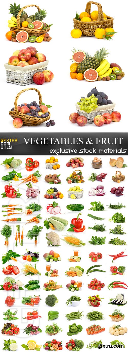 Vegetables & Fruits on White Background 25xJPG