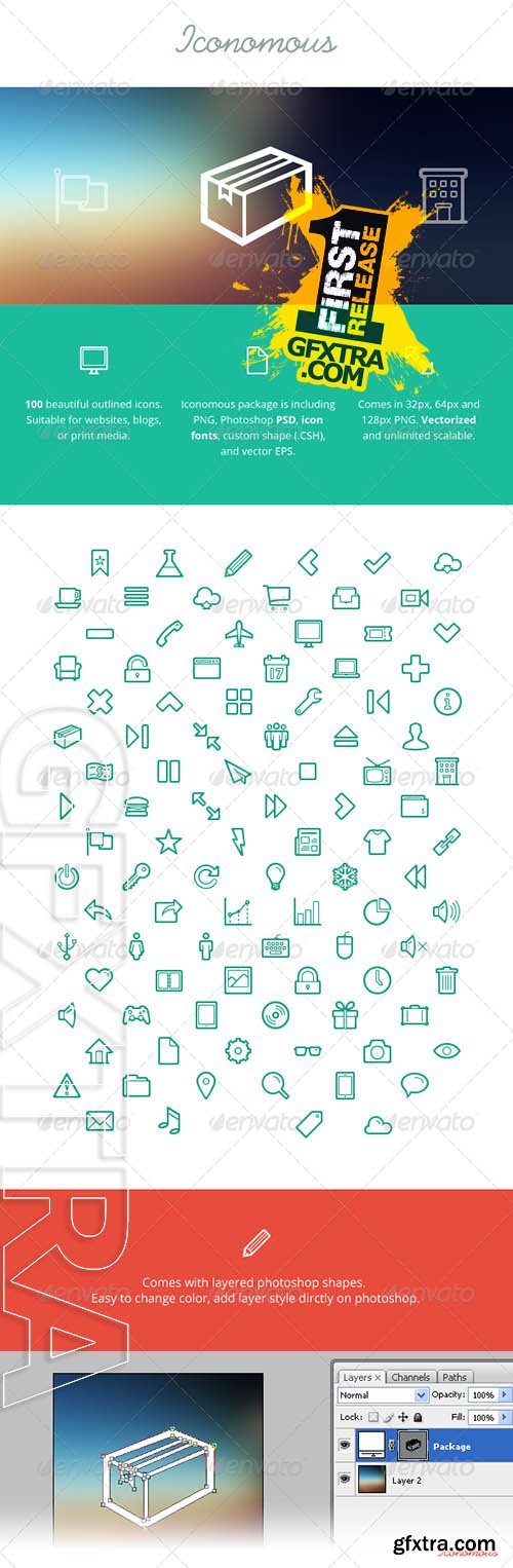 Iconomous - 100 Outlined Icons - Graphicriver 4254342