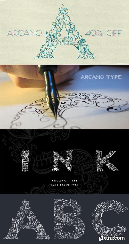 Arcano Decorative Hand-Drawn Font $39