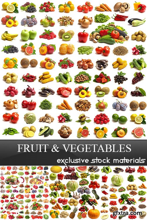 Fruit & Vegetables on White Background 25xJPG