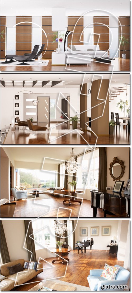 Modern apartment interior panorama 3d render - Stock photo