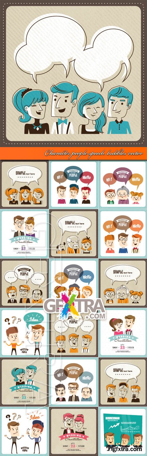 Character people speech bubbles vector