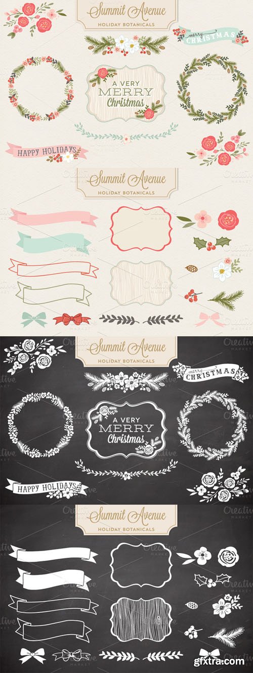 Holiday Botanical Vectors and PNG Designs - CM 17575