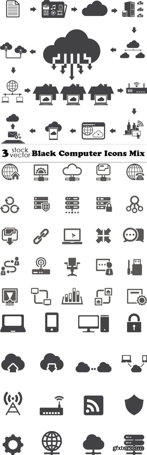 Vectors - Black Computer Icons Mix