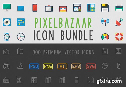 PixelBazaar Icon Bundle 900 Premium Vector Icons
