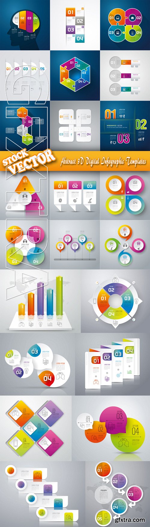 Stock Vector - Abstract 3D Digital Infographic Templates