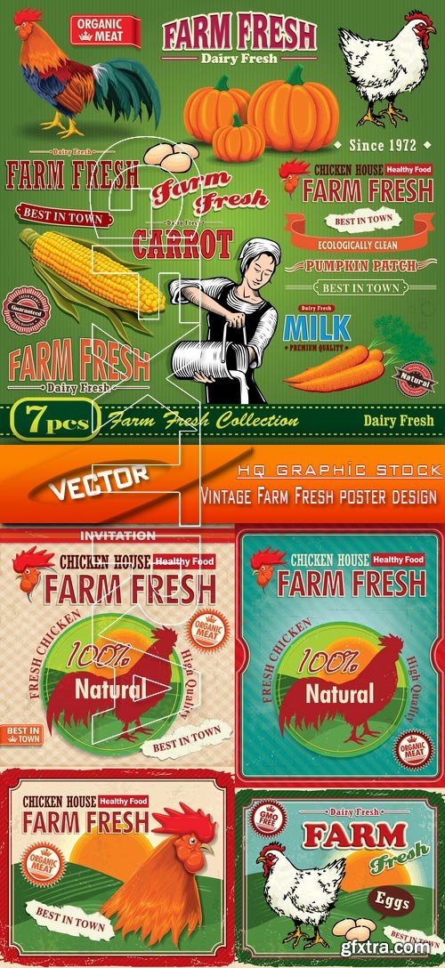 Stock Vector - Vintage Farm Fresh poster design