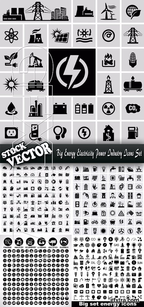 Stock Vector - Big Energy Electricity Power Industry Icons Set