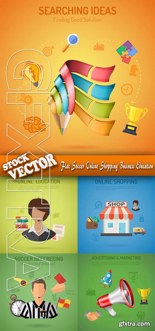 Stock Vector - Flat Soccer Online Shopping Business Education