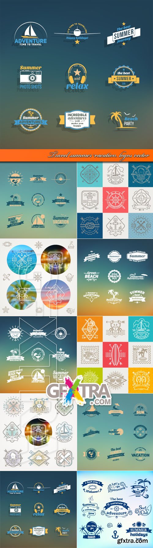Travel summer vacation logos vector