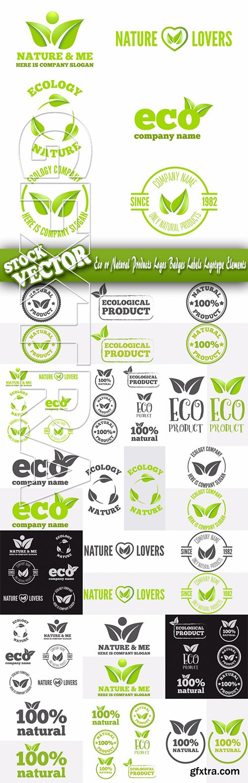Stock Vector - Eco or Natural Products Logos Badges Labels Logotype Elements