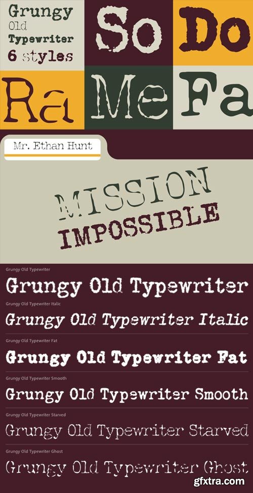 Grungy Old Typewrite 6xOTF $36