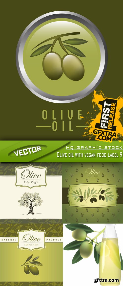 Stock Vector - Olive oil with vegan food label 9