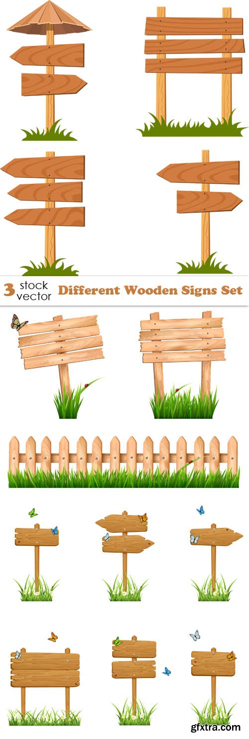 Vectors - Different Wooden Signs Set