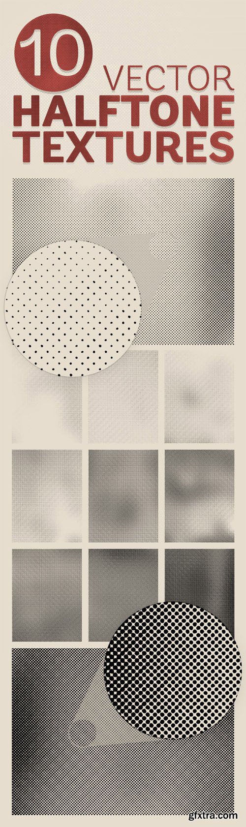 Detailed Vector Halftone Texture Backgrounds