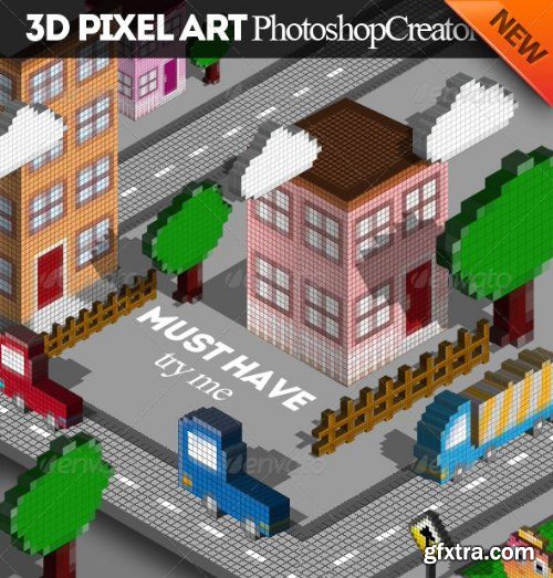 Graphicriver - 3D Pixel Art Photoshop Creator 7682187