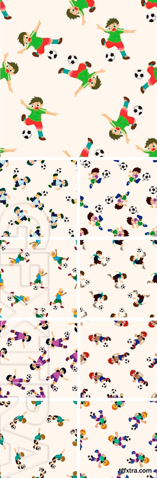 Stock Vectors - Sport soccer player, cartoon seamless pattern background