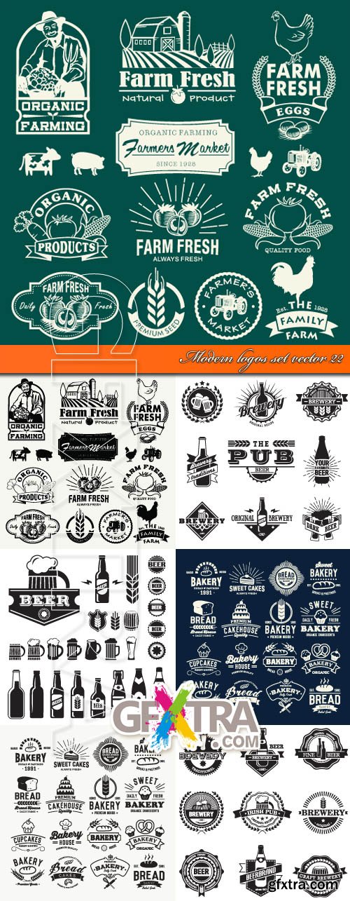 Modern logos set vector 22