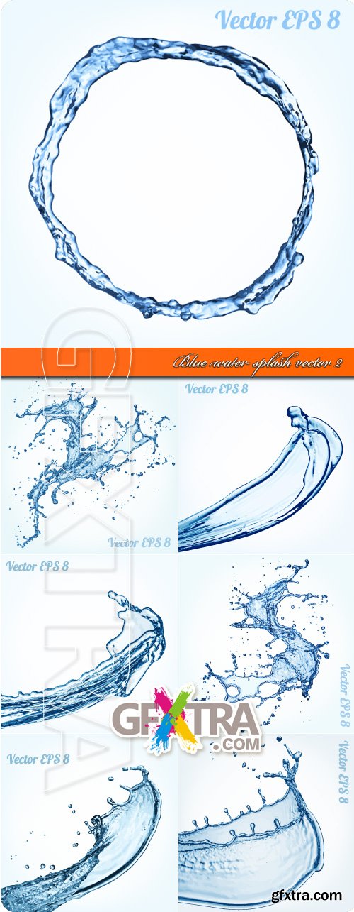Blue water splash vector 2