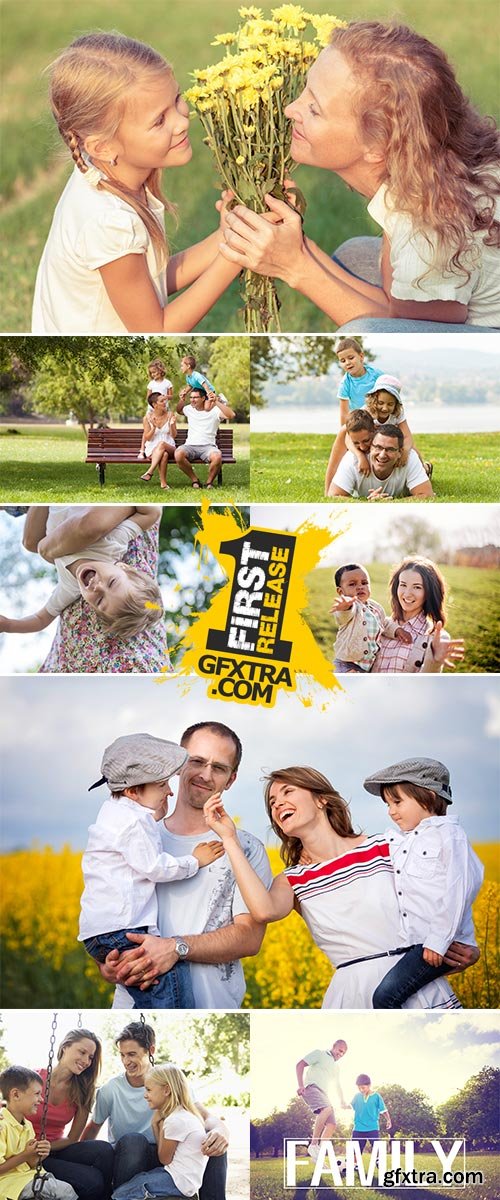 Stock Photos Young family having fun in a park together